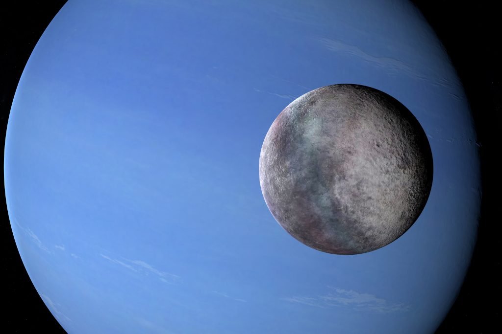 Triton orbiting around Neptune