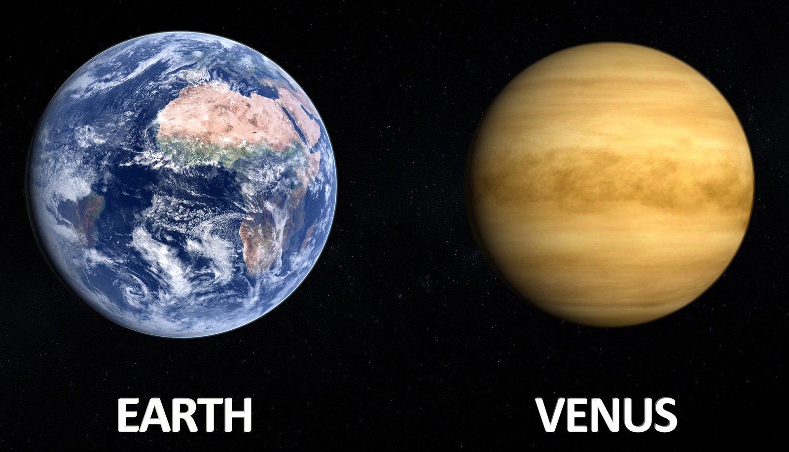 Planets Earth and Venus compared